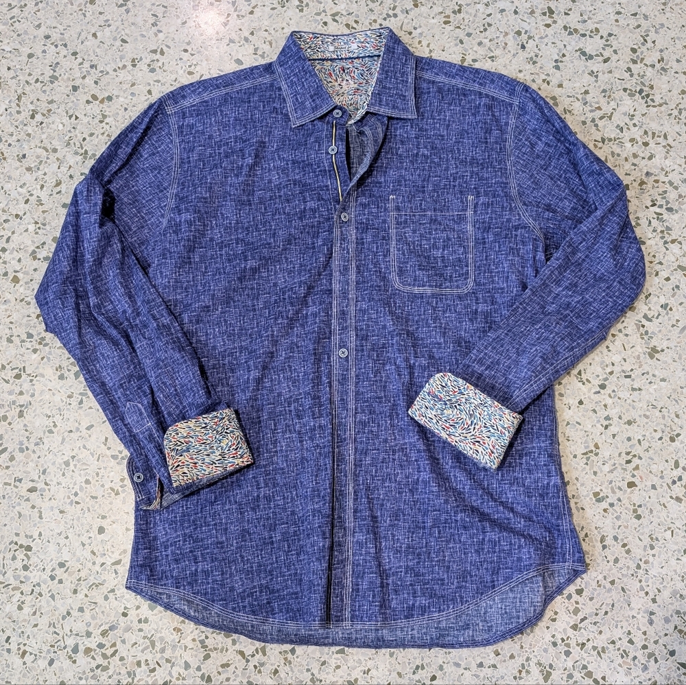 Bugatchi Uomo Blue Button Down Shirt - image 2